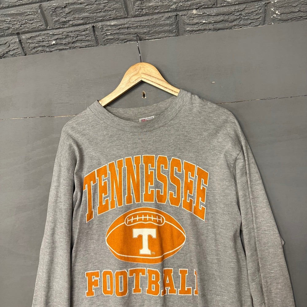 Vintage Hanes Beefy-T Tennessee Football‎ Long Sleeve Shirt Mens Large Grey UT